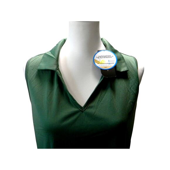 Santiny Sleeveless Polo Shirt Tank Green UPF 50+ Lightweight Golf Tennis Top - Picture 2 of 9